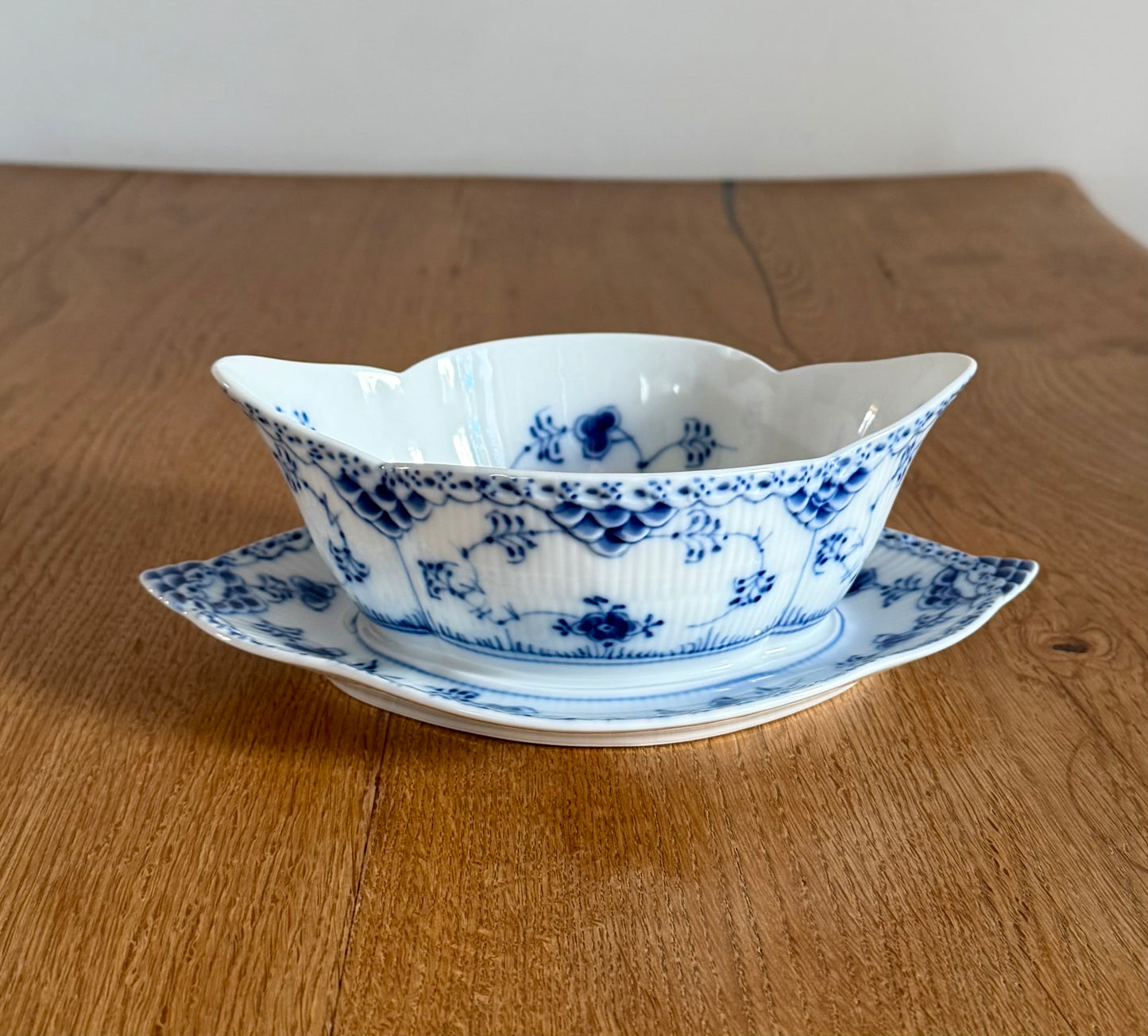 Royal Copenhagen Blue Fluted Half Lace sauce boat #587