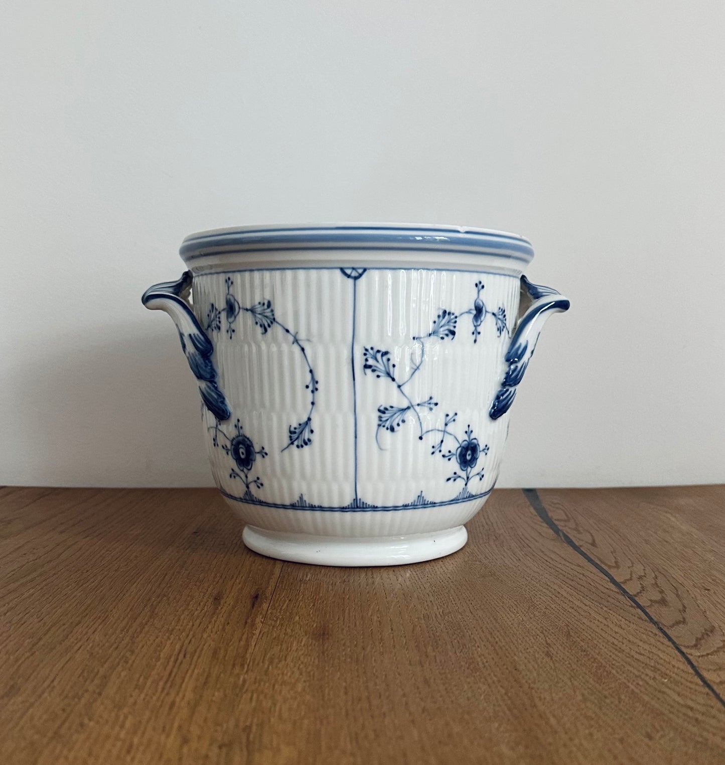Royal Copenhagen blue fluted plain flowerpot/wine cooler
