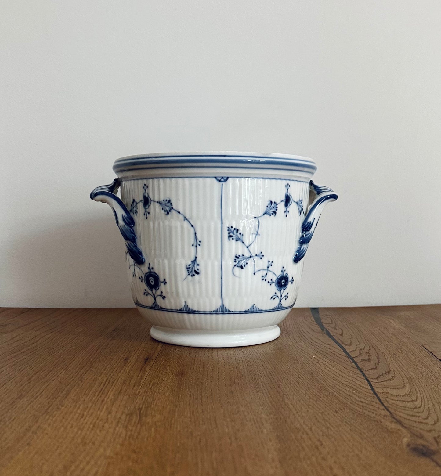 Royal Copenhagen blue fluted plain flowerpot/wine cooler