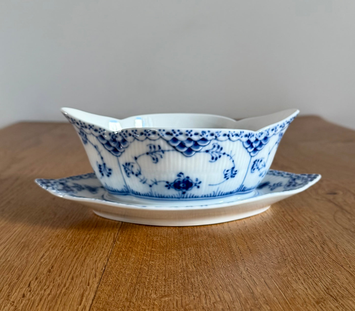 Royal Copenhagen Blue Fluted Half Lace sauce boat #587