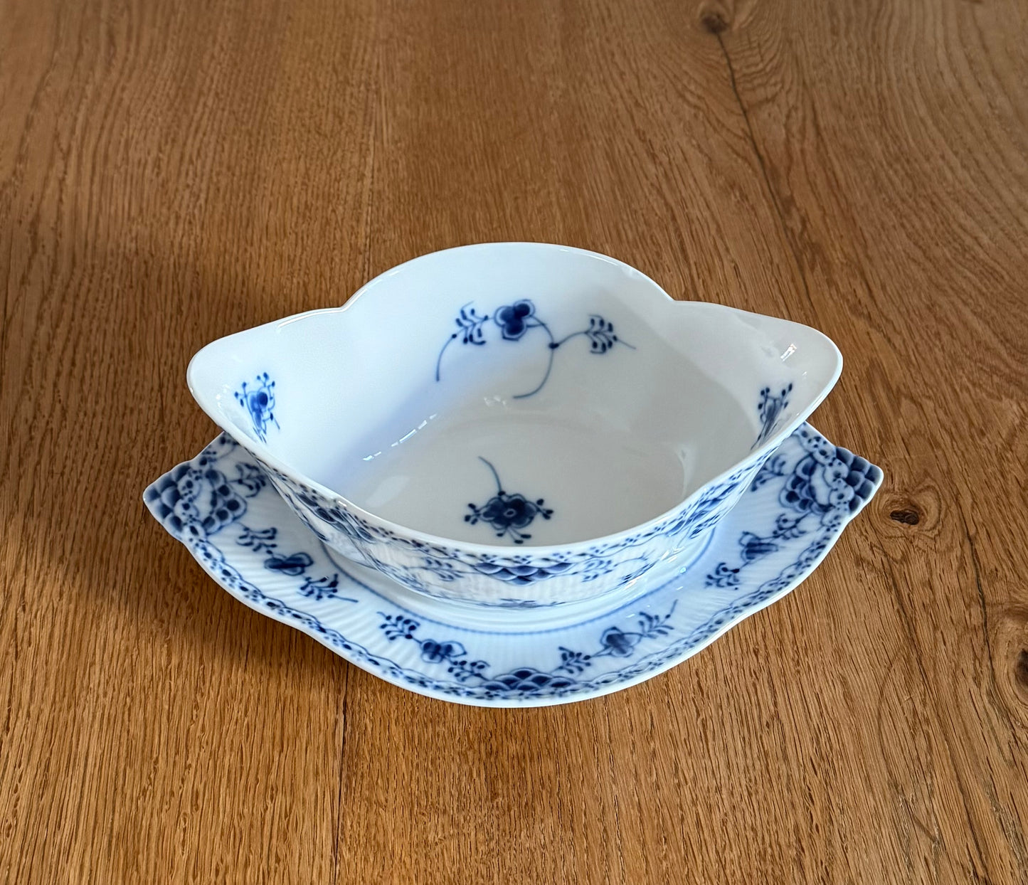 Royal Copenhagen Blue Fluted Half Lace sauce boat #587