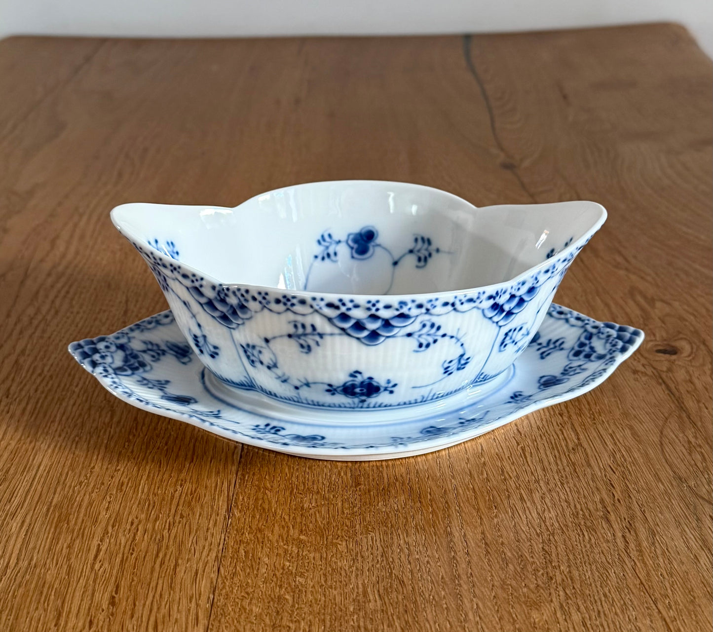 Royal Copenhagen Blue Fluted Half Lace sauce boat #587