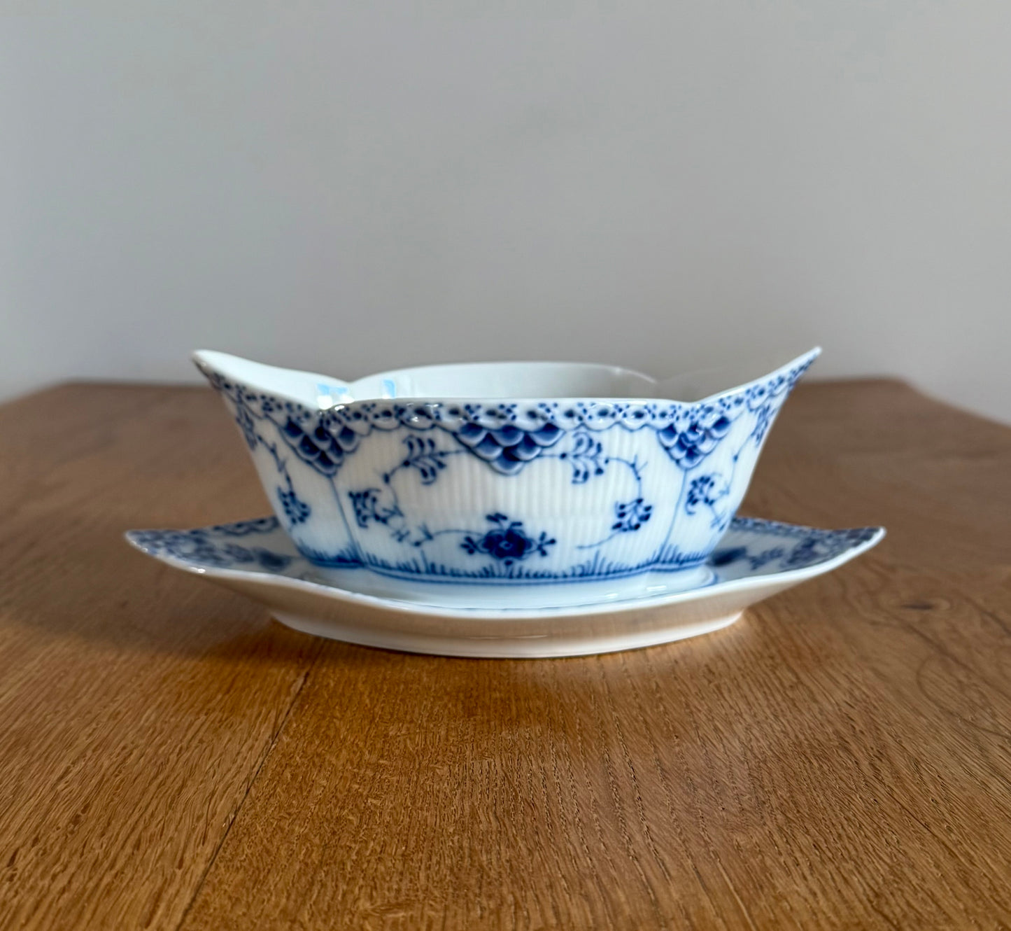 Royal Copenhagen Blue Fluted Half Lace sauce boat #587