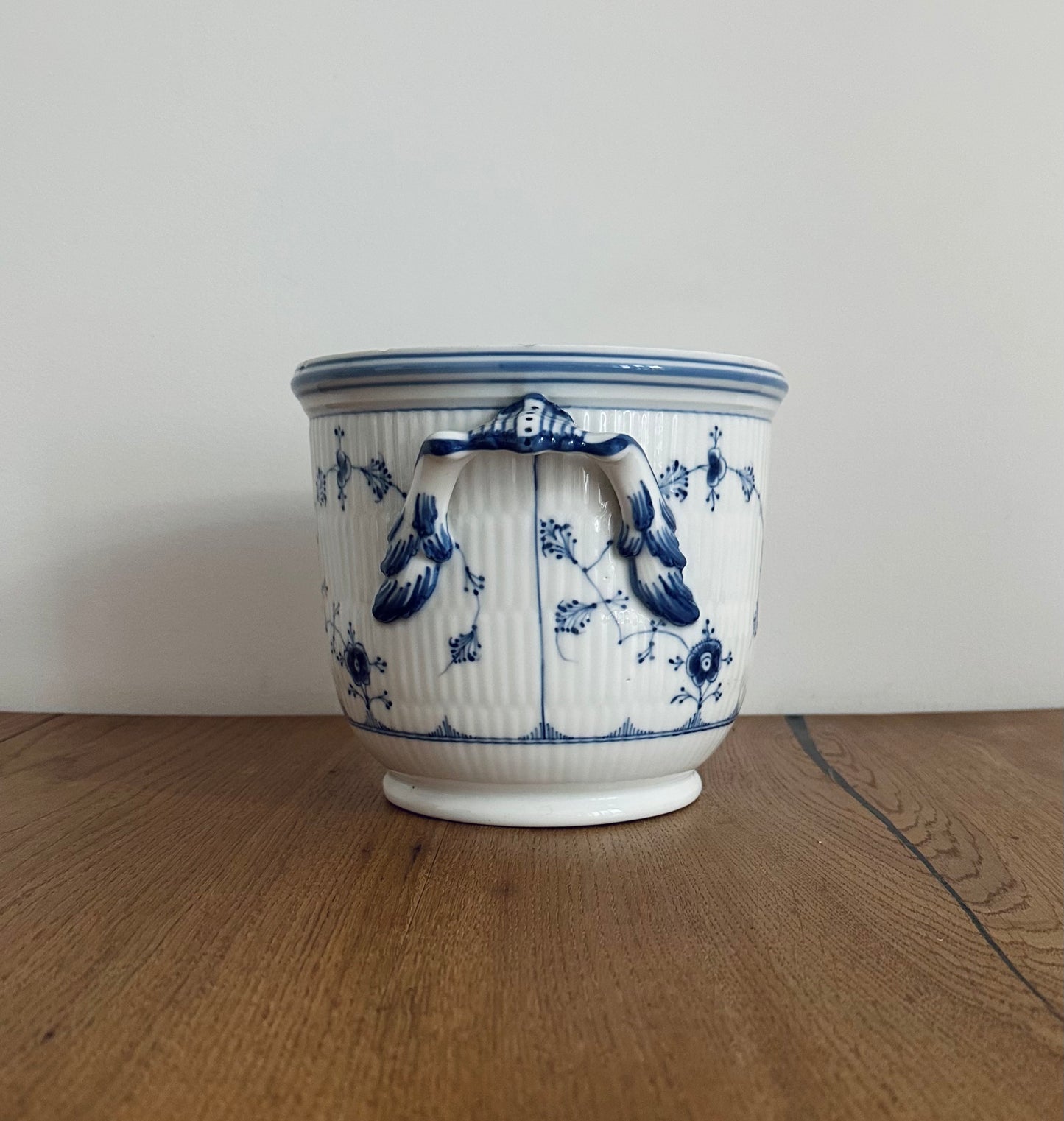 Royal Copenhagen blue fluted plain flowerpot/wine cooler