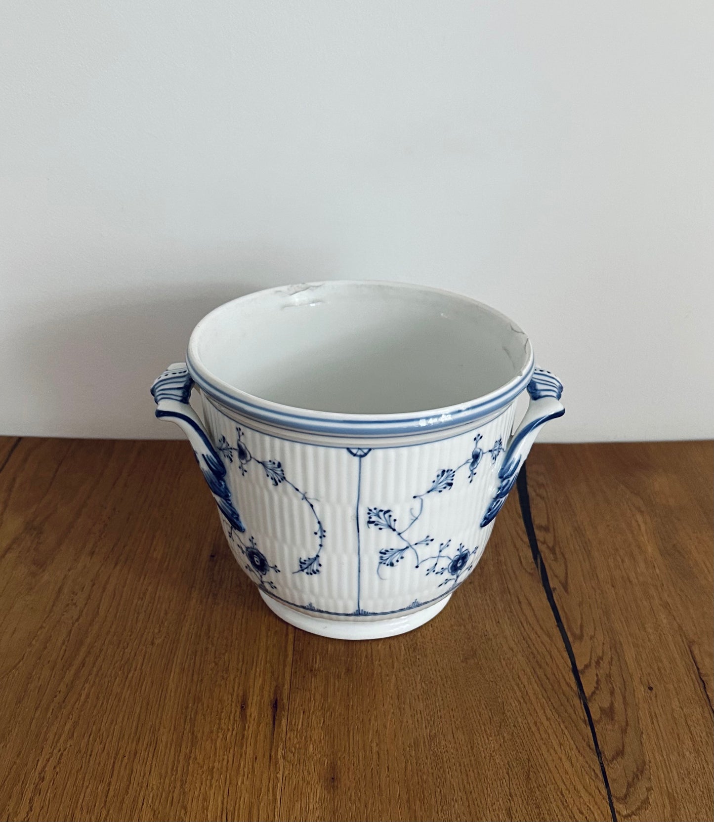 Royal Copenhagen blue fluted plain flowerpot/wine cooler
