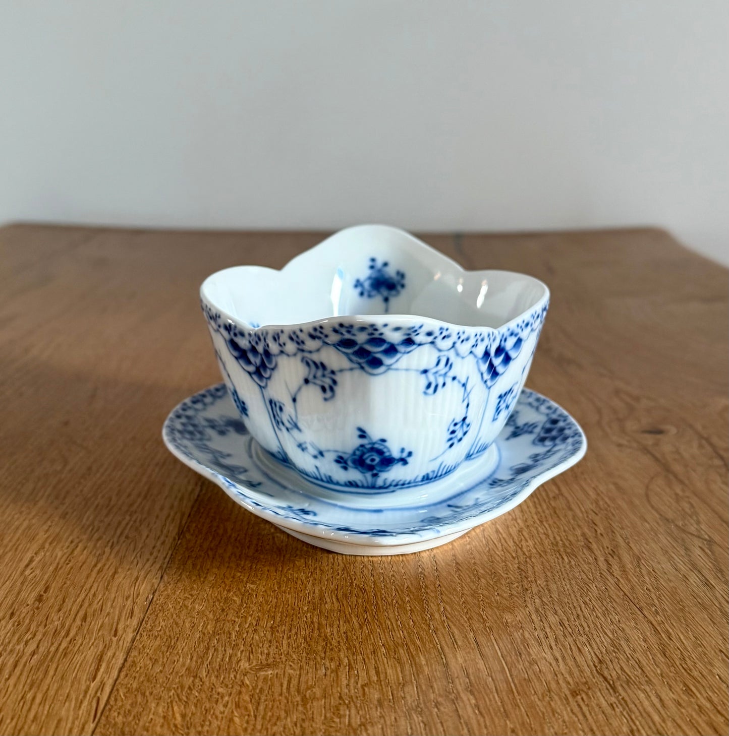 Royal Copenhagen Blue Fluted Half Lace sauce boat #587