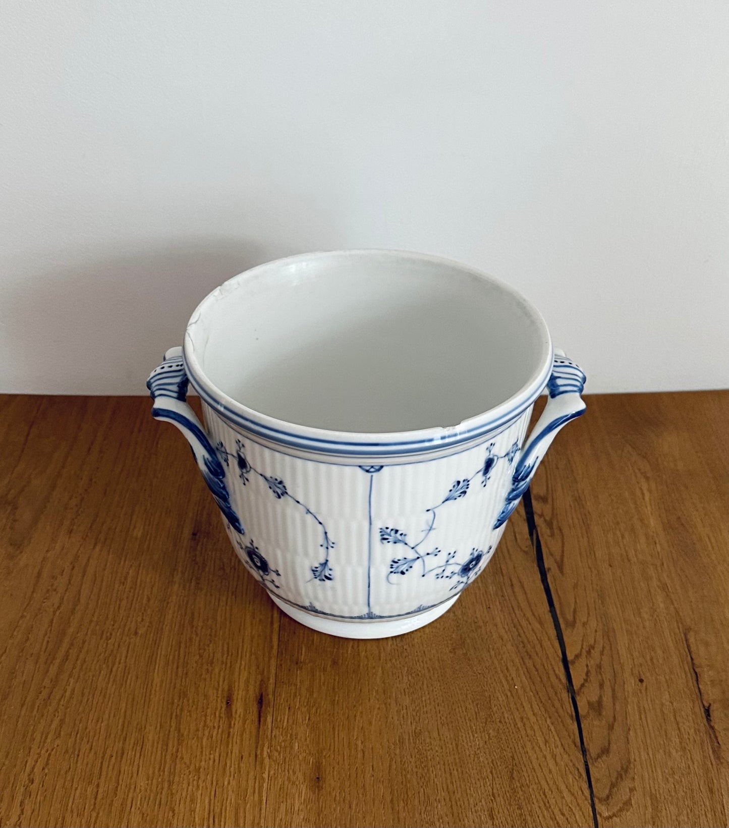 Royal Copenhagen blue fluted plain flowerpot/wine cooler