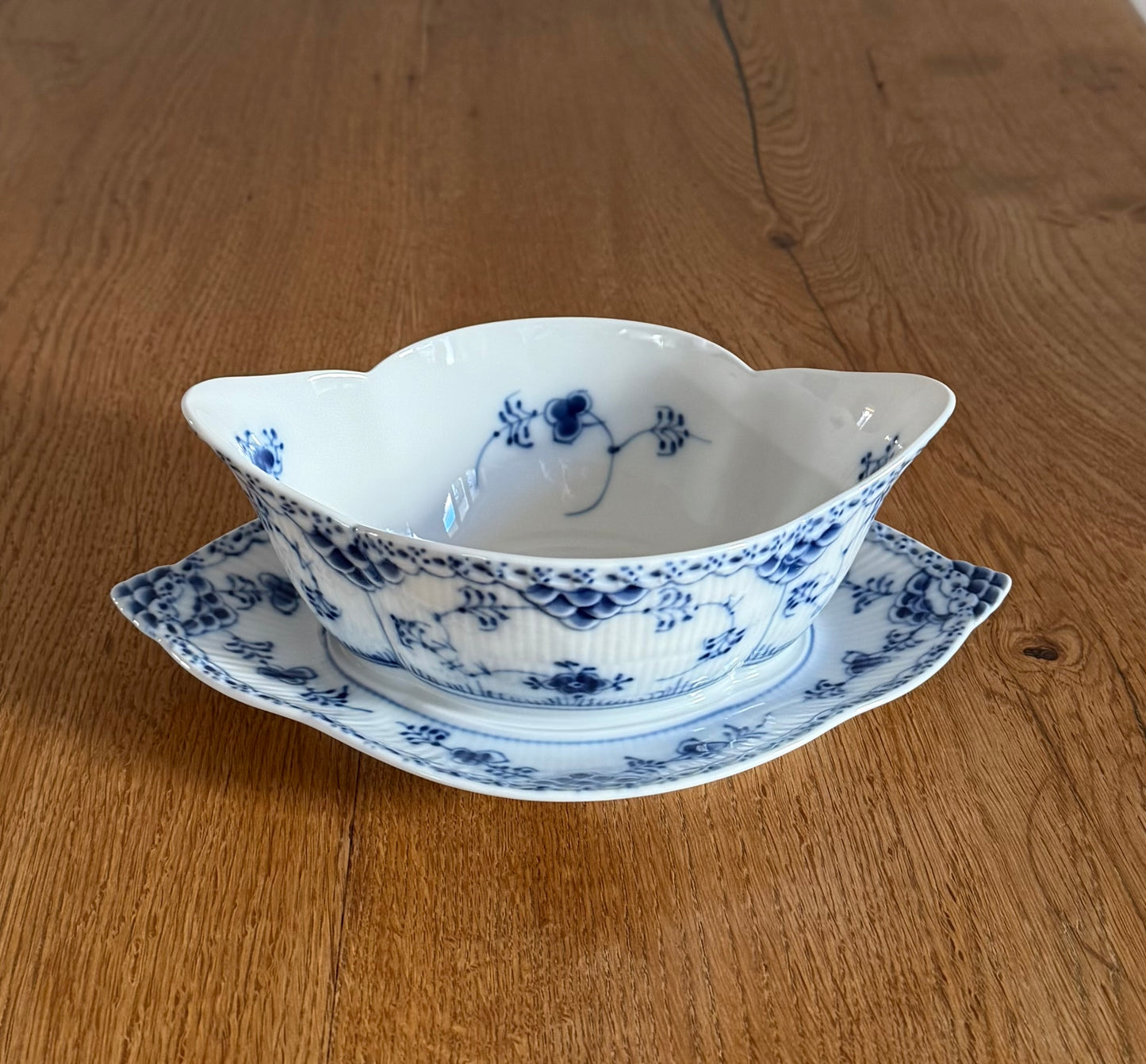Royal Copenhagen Blue Fluted Half Lace sauce boat #587