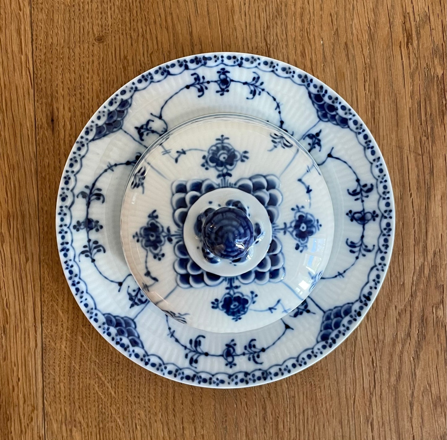 Royal Copenhagen Blue Fluted Half Lace butter dish