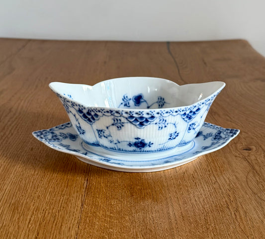 Royal Copenhagen Blue Fluted Half Lace sauce boat #587