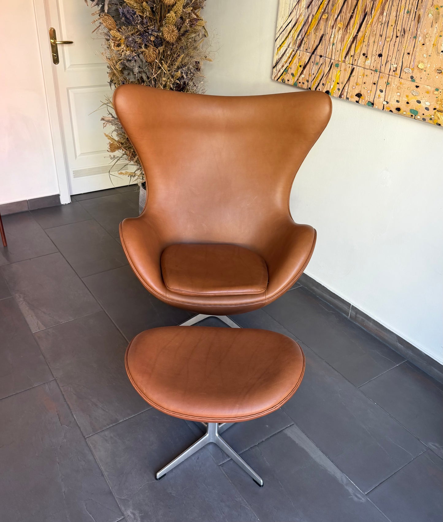 Egg Lounge Chair with foot stool. Arne Jacobsen for Fritz Hansen