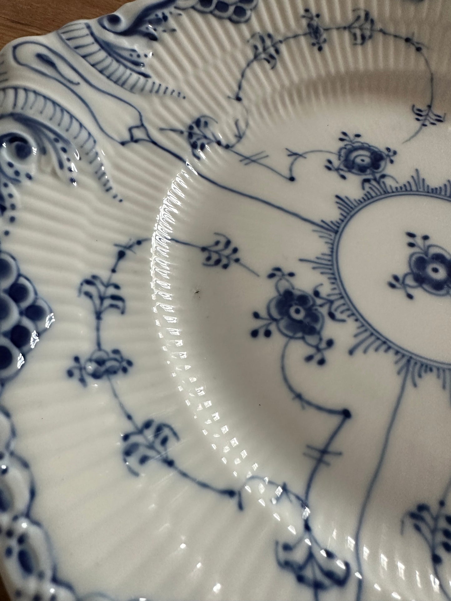 Royal Copenhagen Blue Fluted Half Lace cake plate