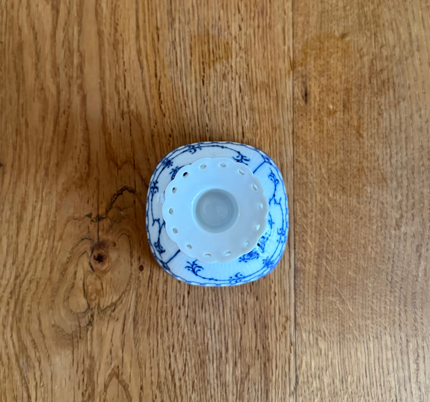 A set of two Royal Copenhagen Blue Fluted Full Lace candle sticks (#1038)