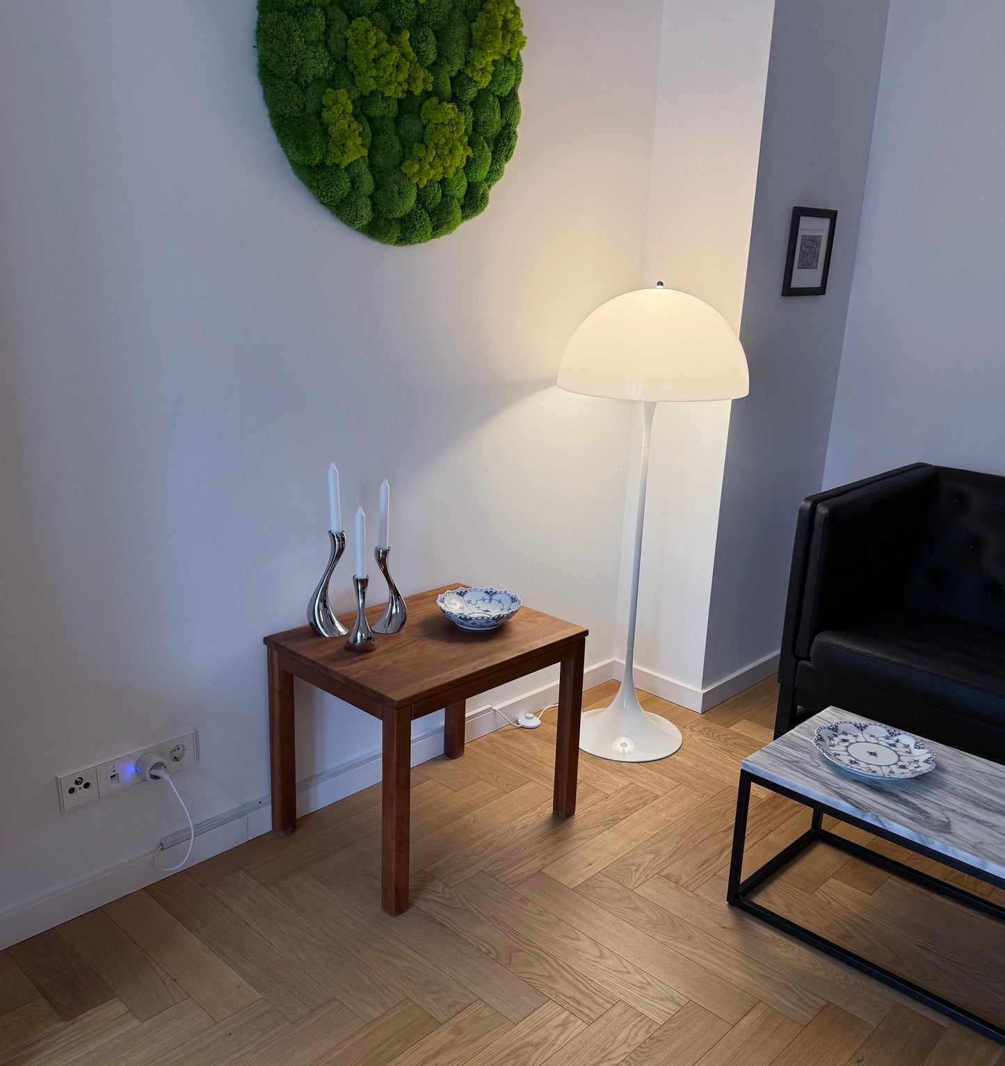 Danish side table in solid cherry wood. Haslev Møbelsnedkeri