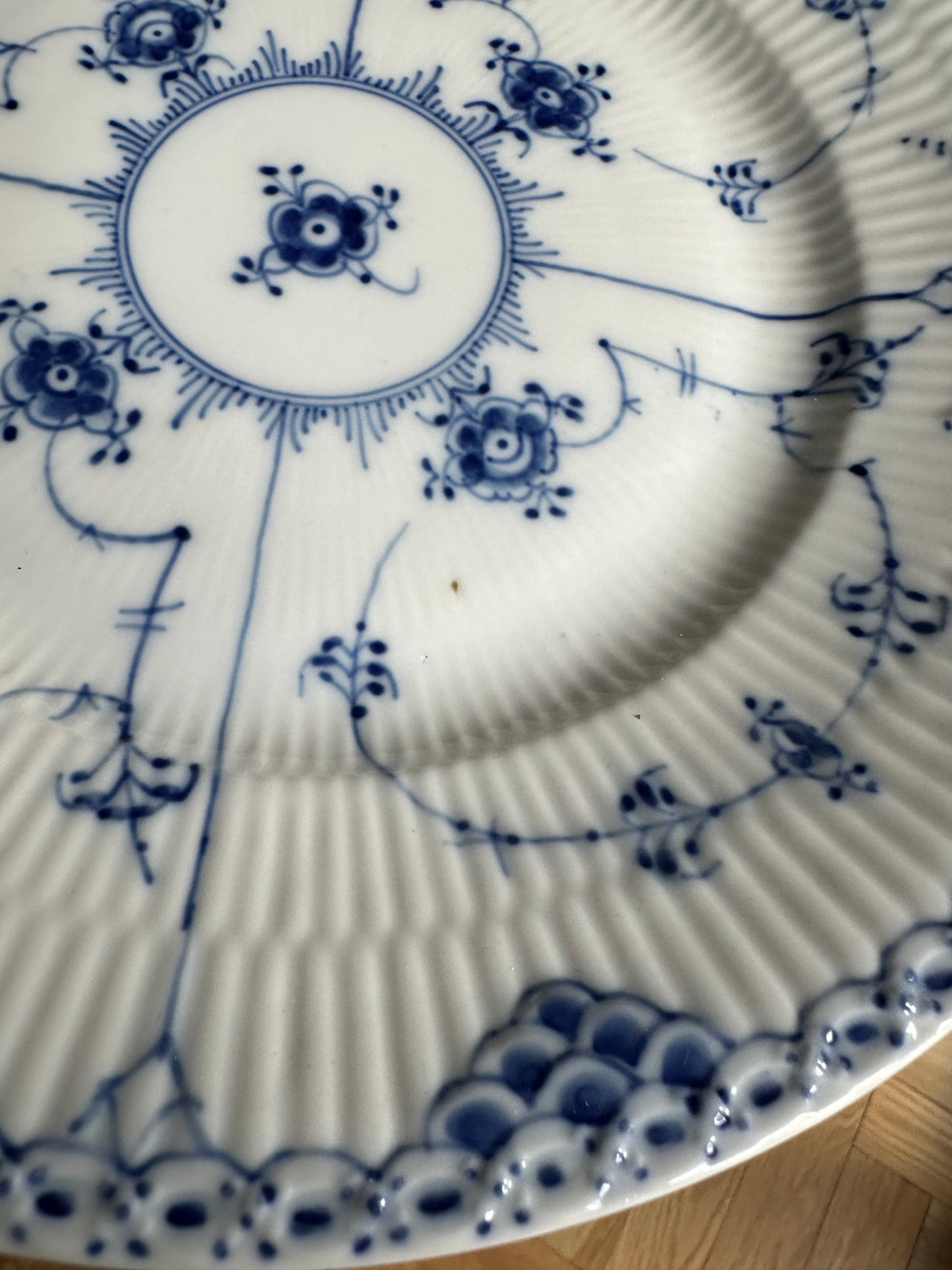 Royal Copenhagen Blue Fluted Half Lace cake plate