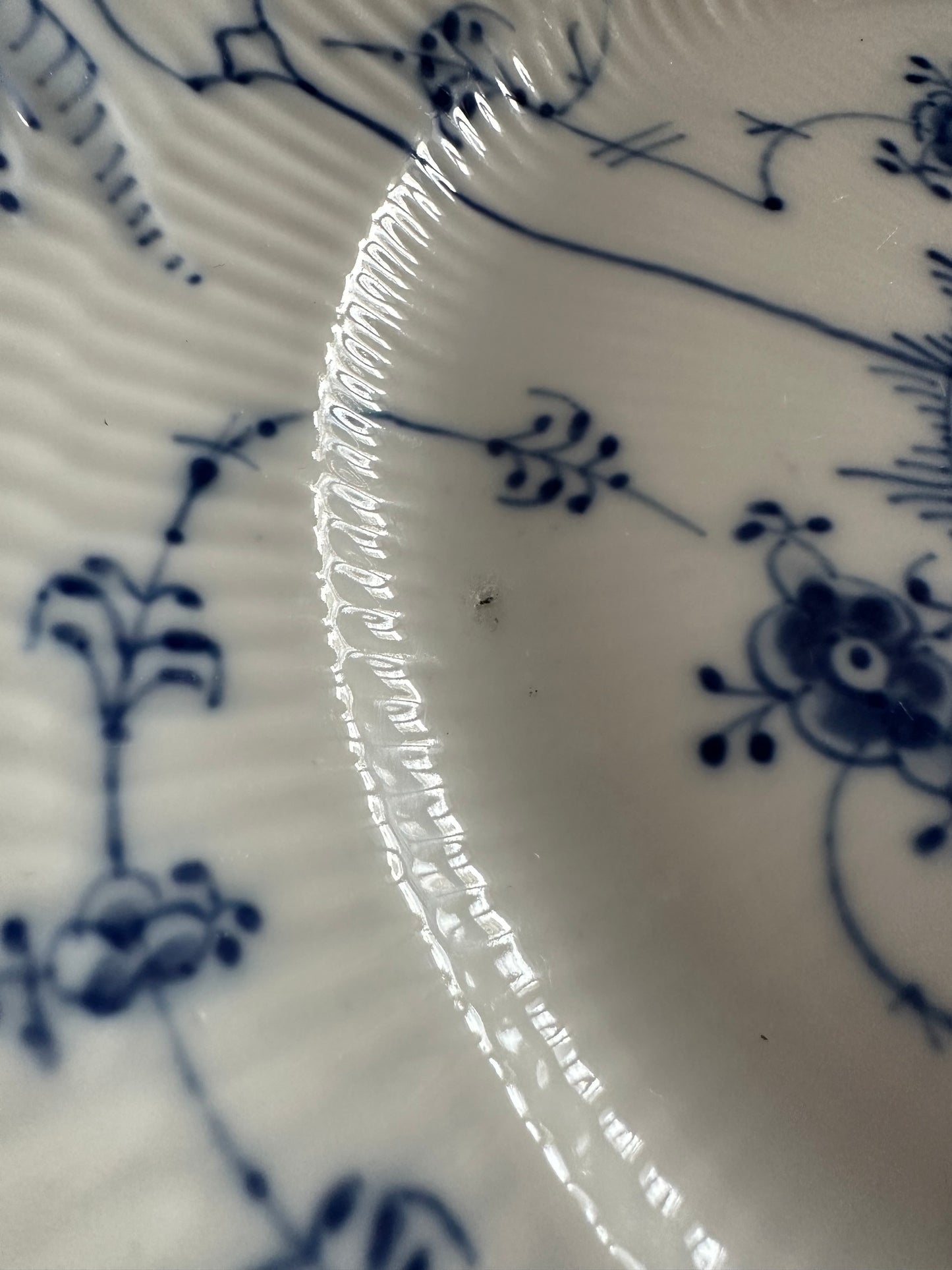 Royal Copenhagen Blue Fluted Half Lace cake plate