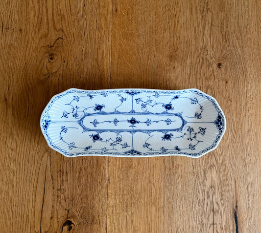 Royal Copenhagen Blue Fluted Half Lace celery dish (#714)