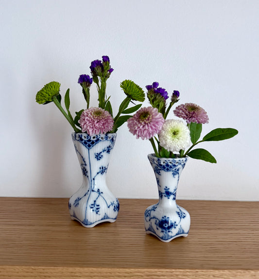 A set of two Royal Copenhagen Blue Fluted Full Lace vases