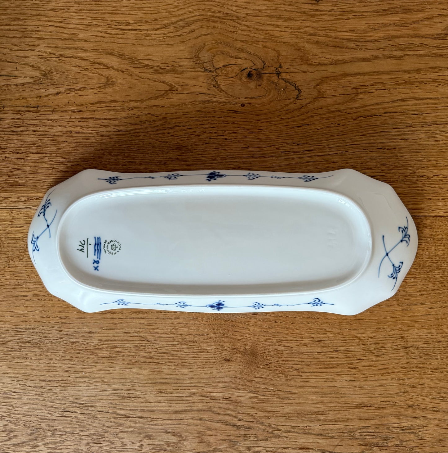 Royal Copenhagen Blue Fluted Half Lace celery dish (#714)