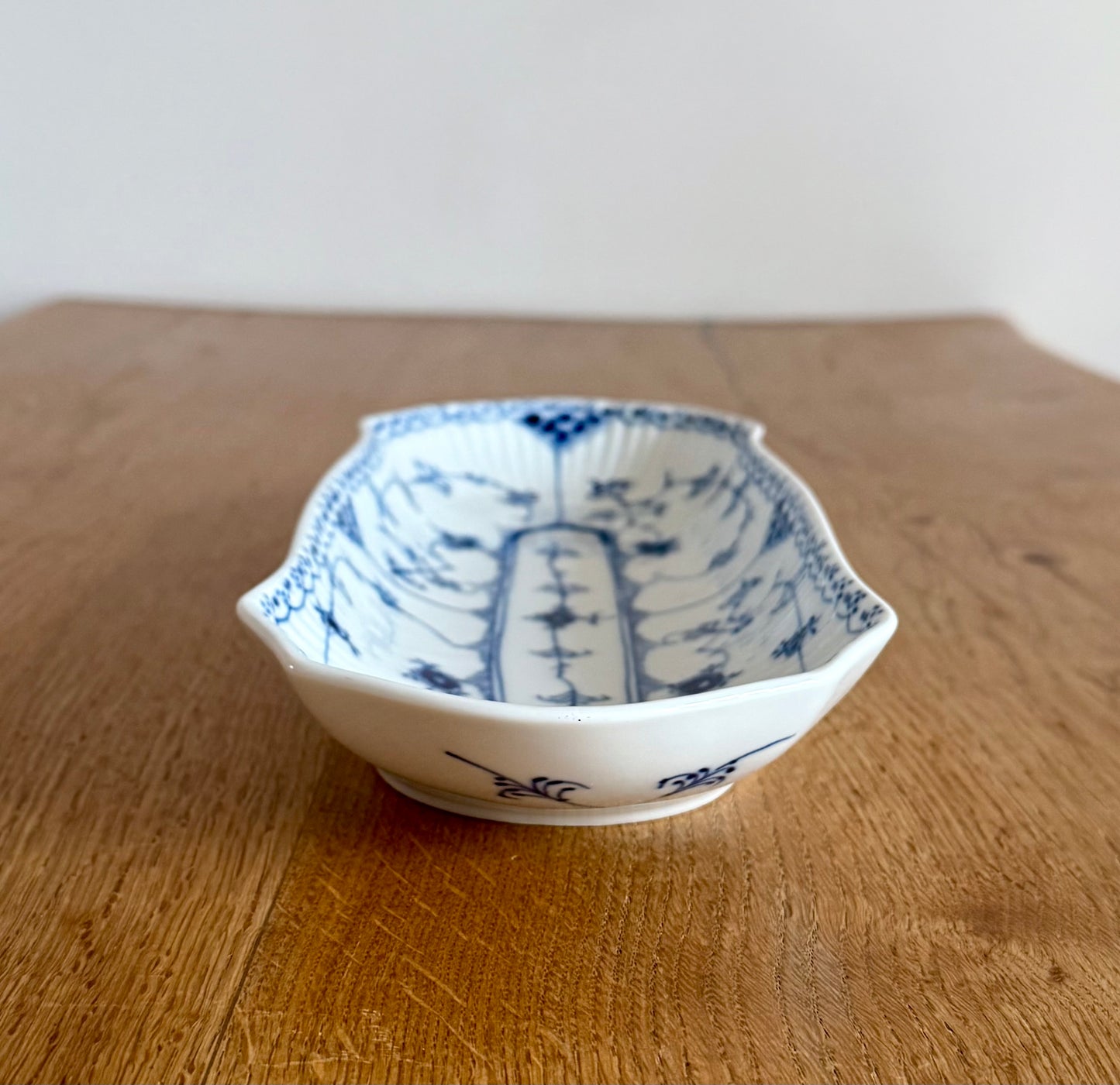 Royal Copenhagen Blue Fluted Half Lace celery dish (#714)