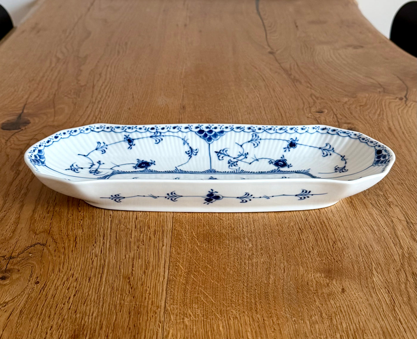 Royal Copenhagen Blue Fluted Half Lace celery dish (#714)