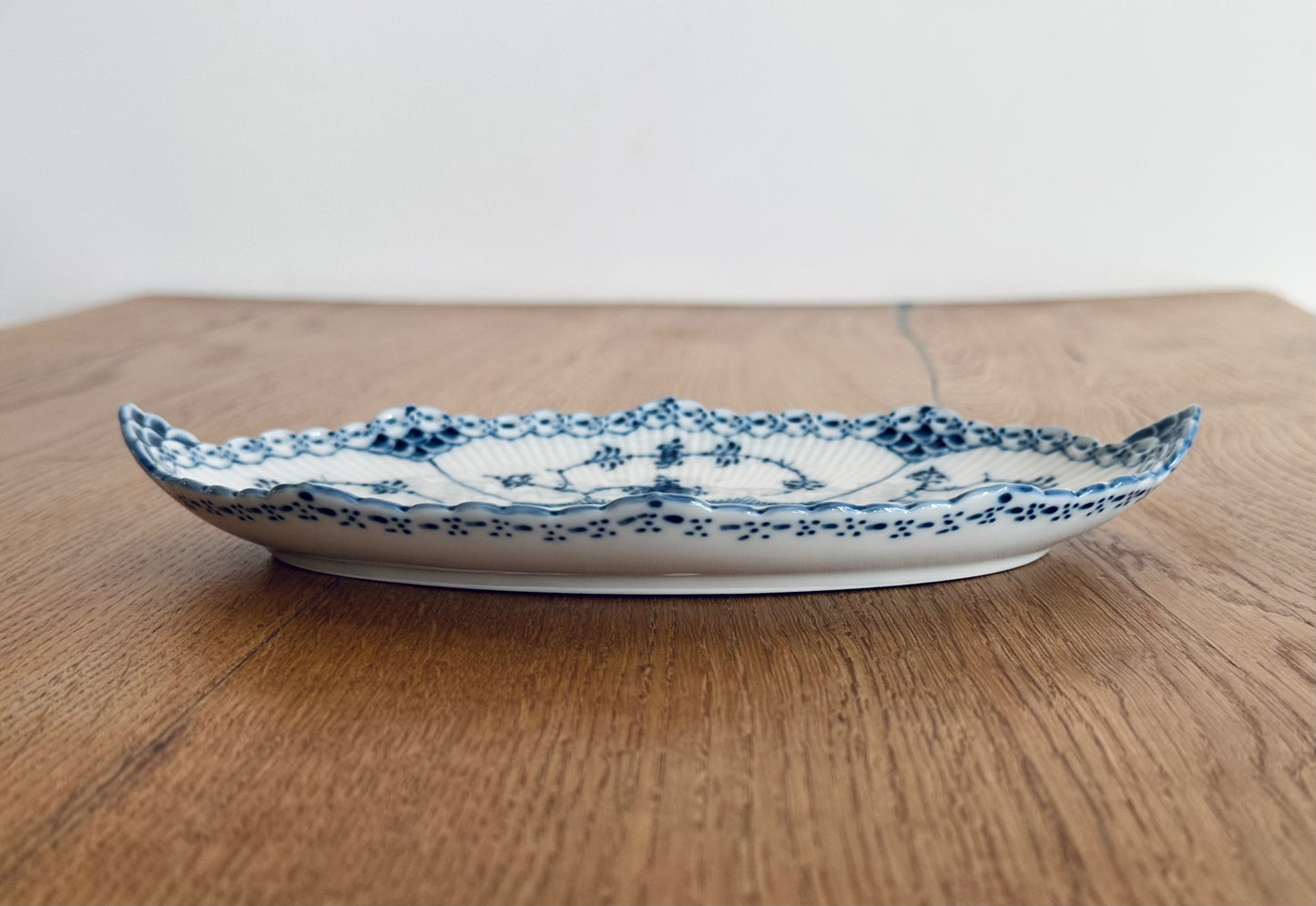 Royal Copenhagen Blue Fluted Half Lace oval dish