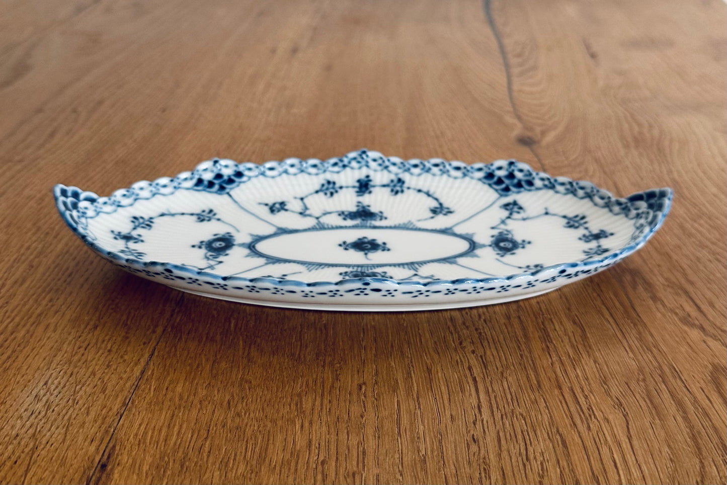 Royal Copenhagen Blue Fluted Half Lace oval dish