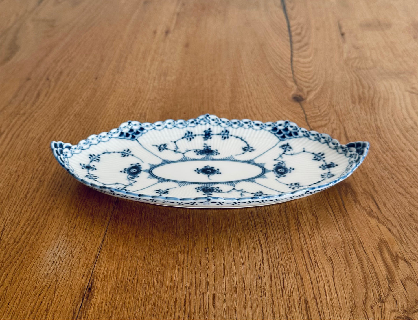 Royal Copenhagen Blue Fluted Half Lace oval dish